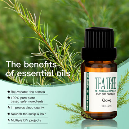 QONG Tea Tree Essential Oil Blend - 100% Pure, Undiluted 10mL for Diffuser, Anti-Dandruff & Anti-Itch
