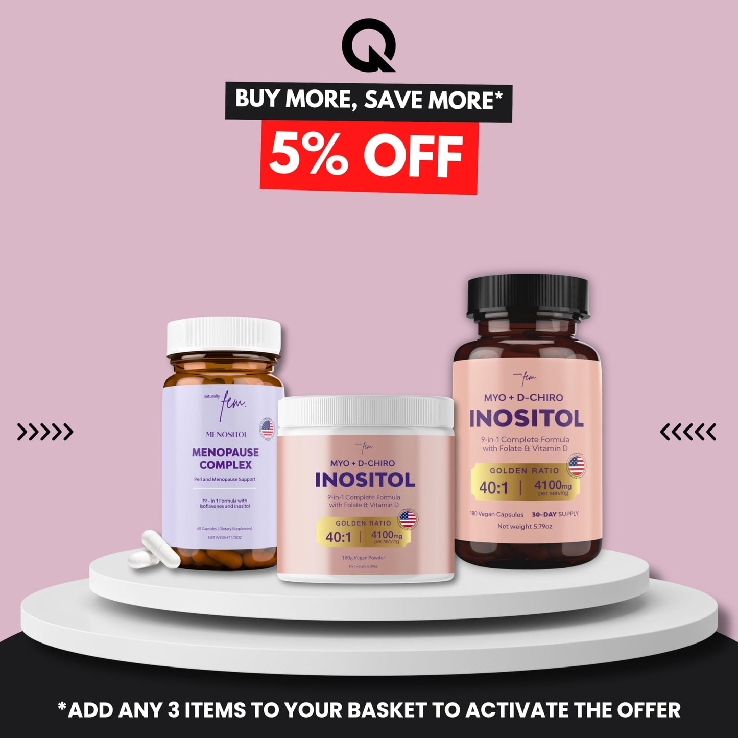 QSTA Premium Inositol Supplement 4100mg 40:1 for Women – Myo & D-Chiro 9-in-1