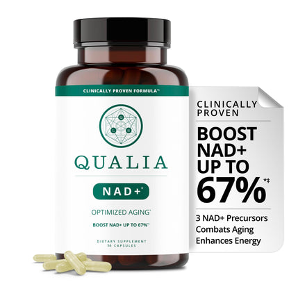 Qualia NAD Supplement — Clinically Boost NAD+ Up to 67% | Niagen, Niacin & Niacinamide | 1 Month Supply