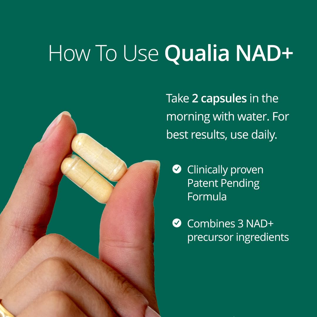 Qualia NAD Supplement — Clinically Boost NAD+ Up to 67% | Niagen, Niacin & Niacinamide | 1 Month Supply