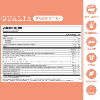 Qualia Probiotic – 28-Component Synbiotic for Gut Health (1 Month Supply)
