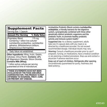 Quality Choice Digestive Support Acidophilus with Citrus Pectin – 100 Capsules | Probiotic Supplement