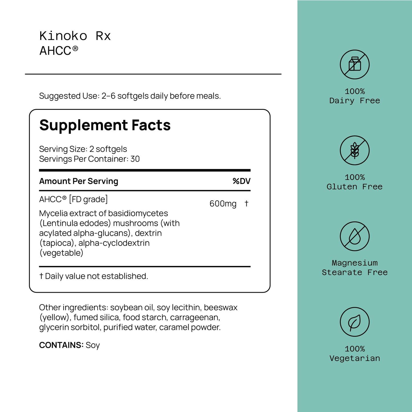 Quality of Life Immune Support AHCC Rx 60 Softgels | Premium Mushroom Blend