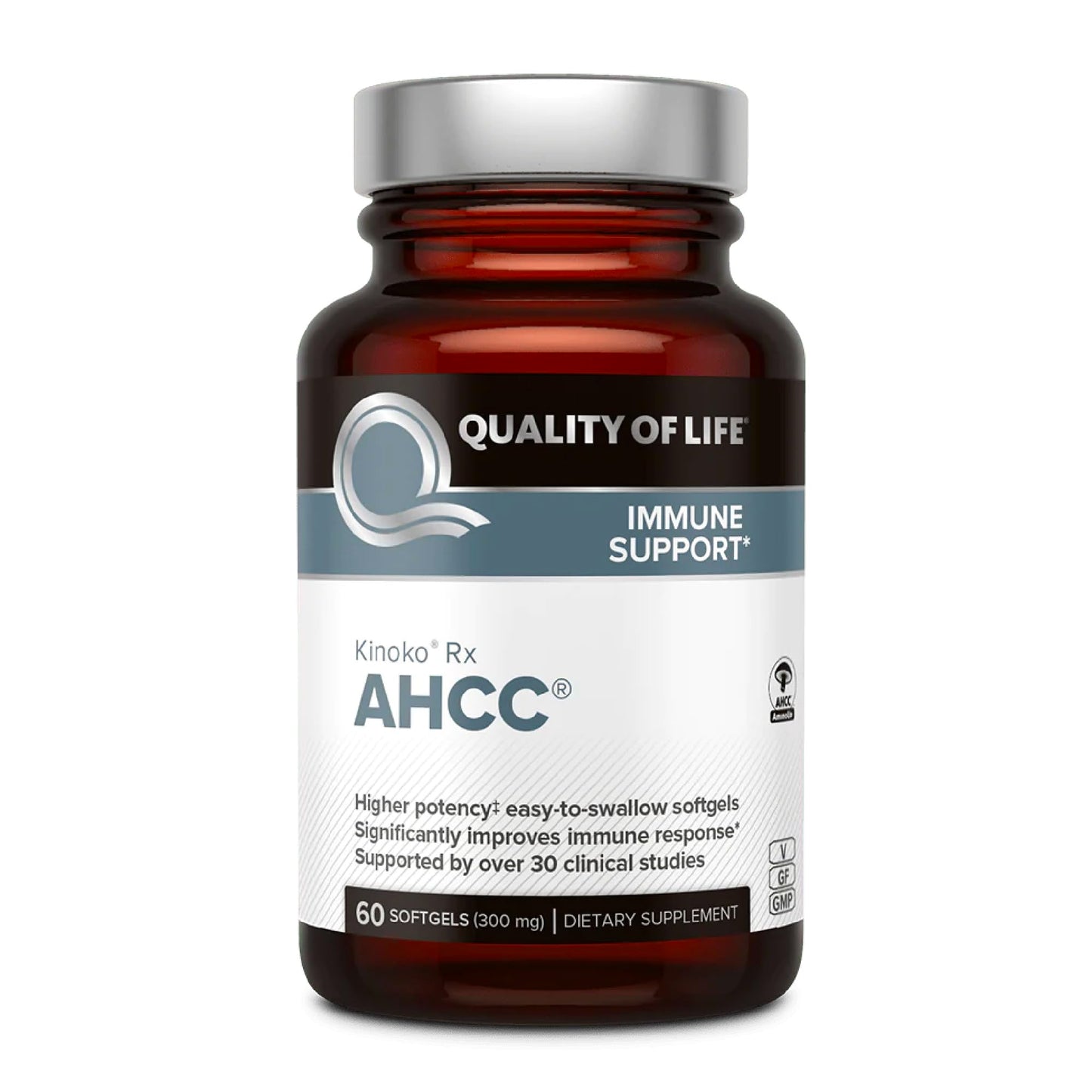 Quality of Life Immune Support AHCC Rx 60 Softgels | Premium Mushroom Blend