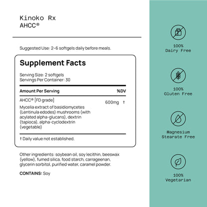 Quality of Life Immune Support AHCC Rx 60 Softgels | Premium Mushroom Blend