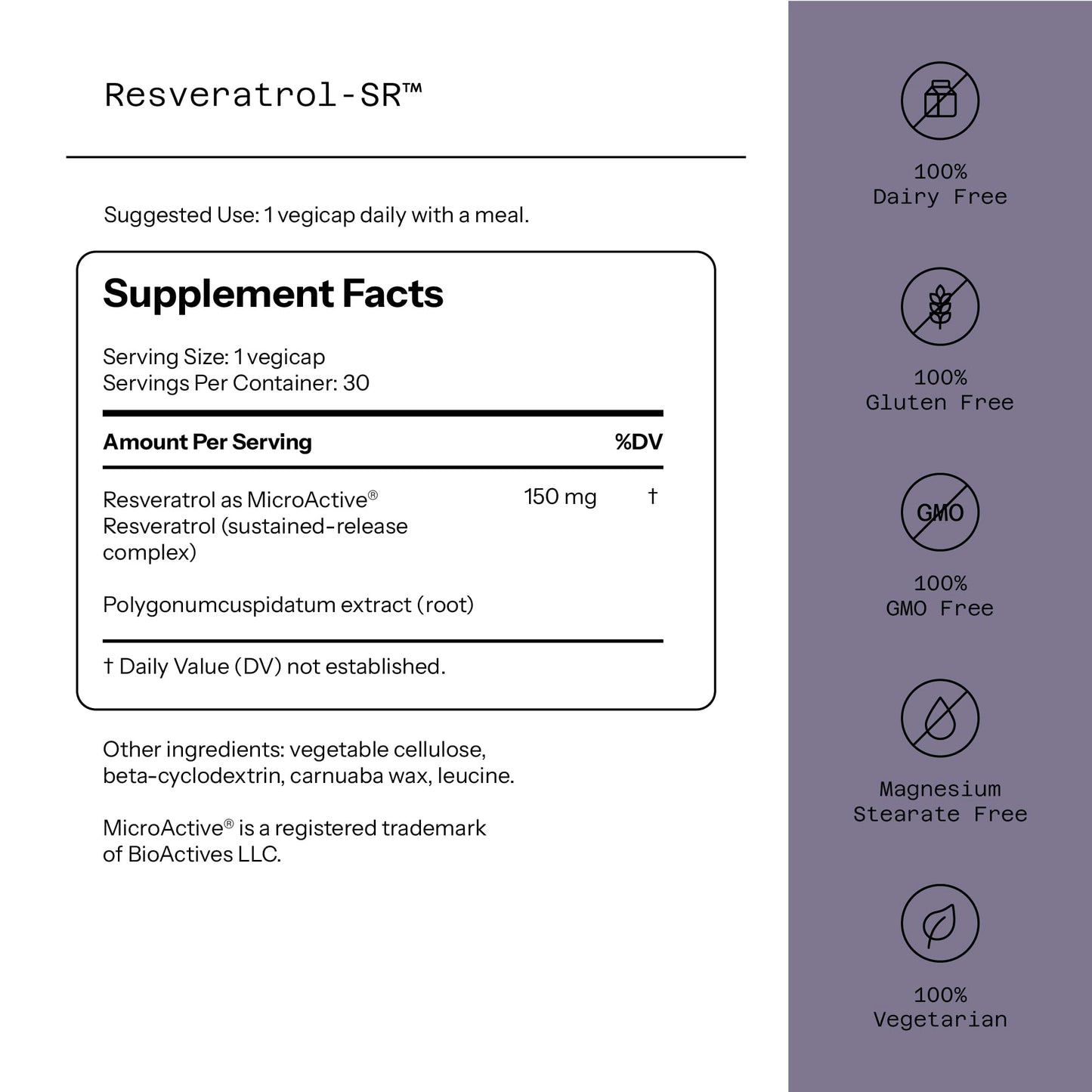 Quality of Life Resveratrol-SR | MicroActive Anti-Aging Resveratrol 30 Vegicaps