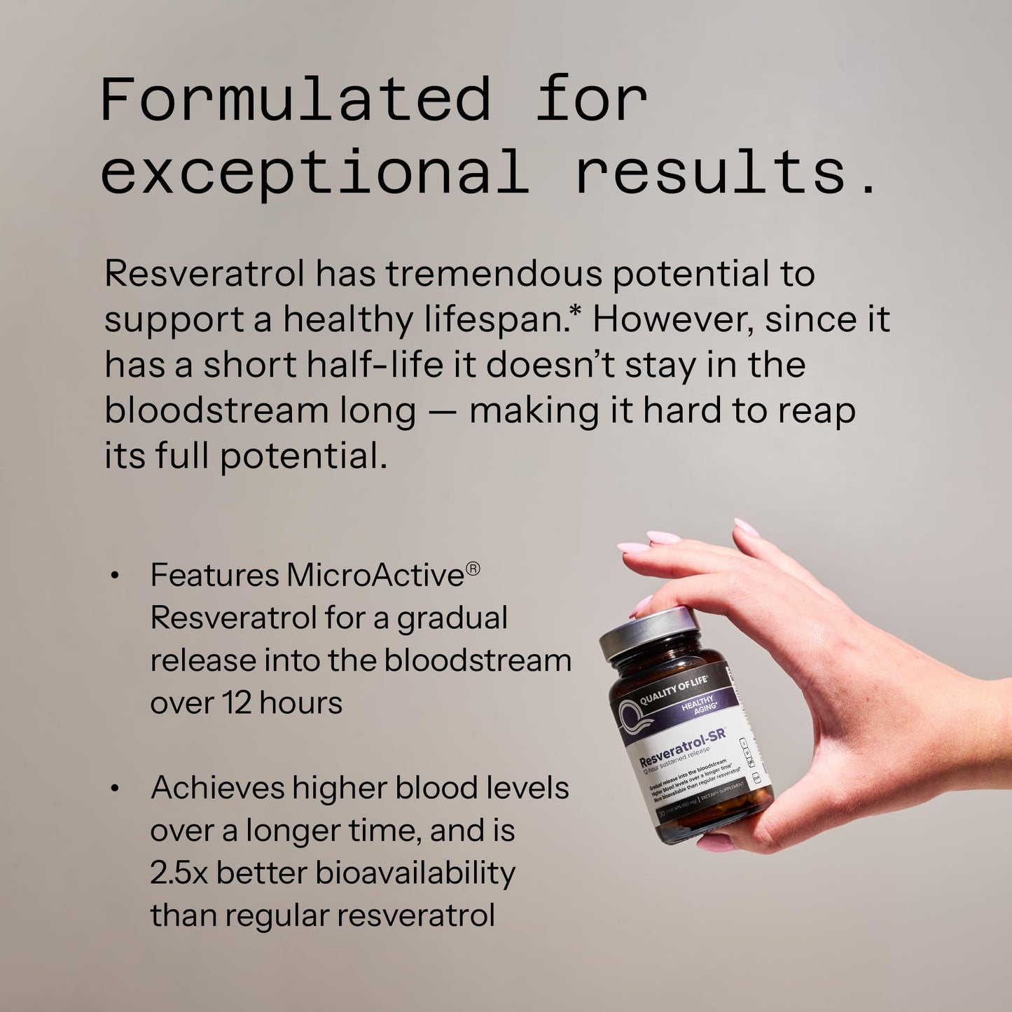 Quality of Life Resveratrol-SR | MicroActive Anti-Aging Resveratrol 30 Vegicaps