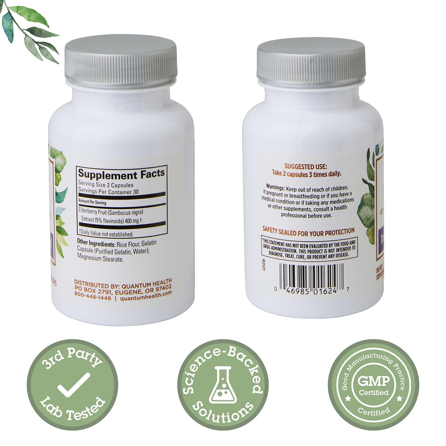 Quantum Health Black Elderberry Supplement – Sambucus Nigra Extract 400mg | Immune Support, 60 Capsules