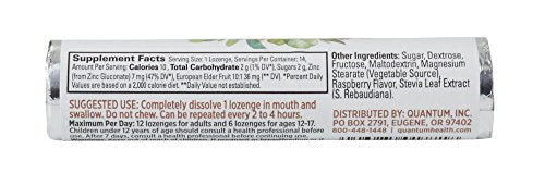 Quantum Health TheraZinc Elderberry Lozenges – Raspberry Flavor, Zinc Gluconate Immune Support (14 Count)