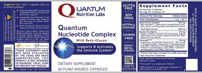 Quantum Nucleotide Complex Beta Glucan Immune Support - 400 mg 1,3 Beta-Glucan per Serving | 90 Vegetarian Capsules | Quantum Nutrition Labs