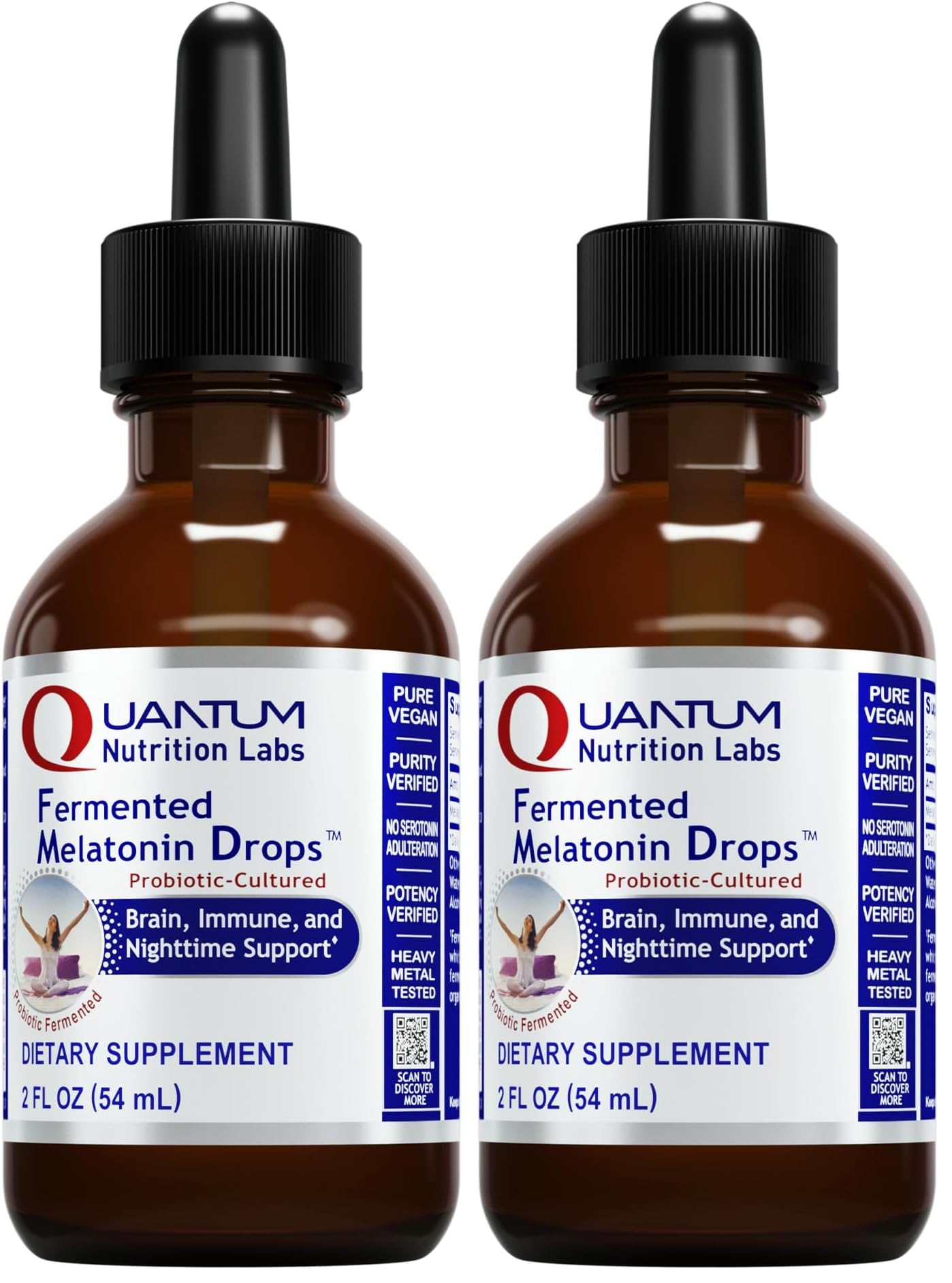Quantum Nutrition Labs Fermented Melatonin Drops – Sleep Support, Vegan (2 x 2 oz)