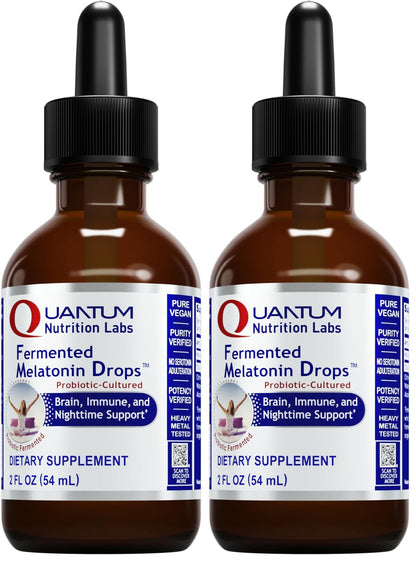 Quantum Nutrition Labs Fermented Melatonin Drops – Sleep Support, Vegan (2 x 2 oz)