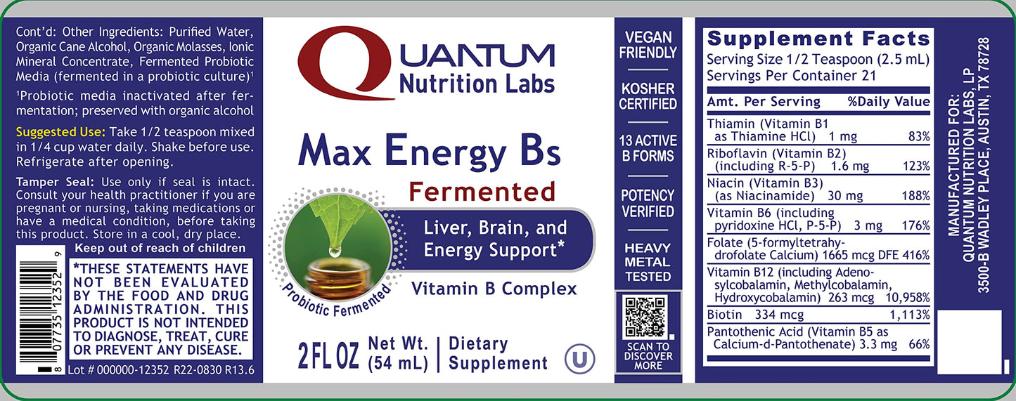 Quantum Nutrition Labs Max Energy B – Liquid Vitamin B Complex (2 Fl Oz)