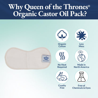 QUEEN OF THE THRONES Castor Oil Pack for Neck – Reusable, Organic Cotton Flannel, Castor Oil Included