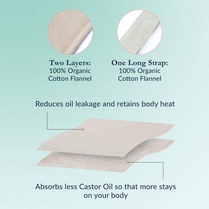 QUEEN OF THE THRONES 100% Organic Cotton Flannel & Naturopathic Doctor Designed with Strap for Castor Oil Pack - Reusable, Comfort Sleep Fit, Soft Ties (Castor Oil sold separately)