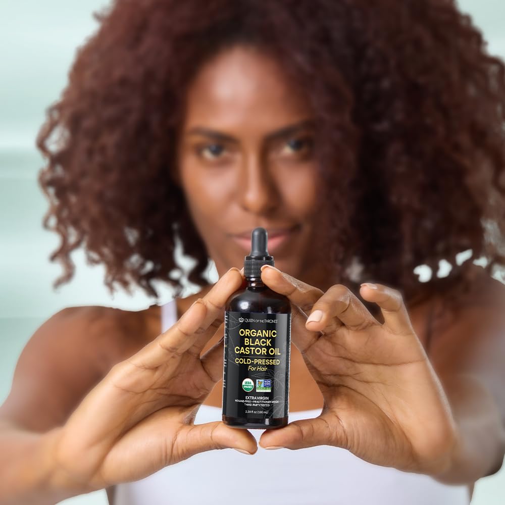 QUEEN OF THE THRONES Organic Black Castor Oil 100mL with Dropper - Hexane-Free, Extra Virgin