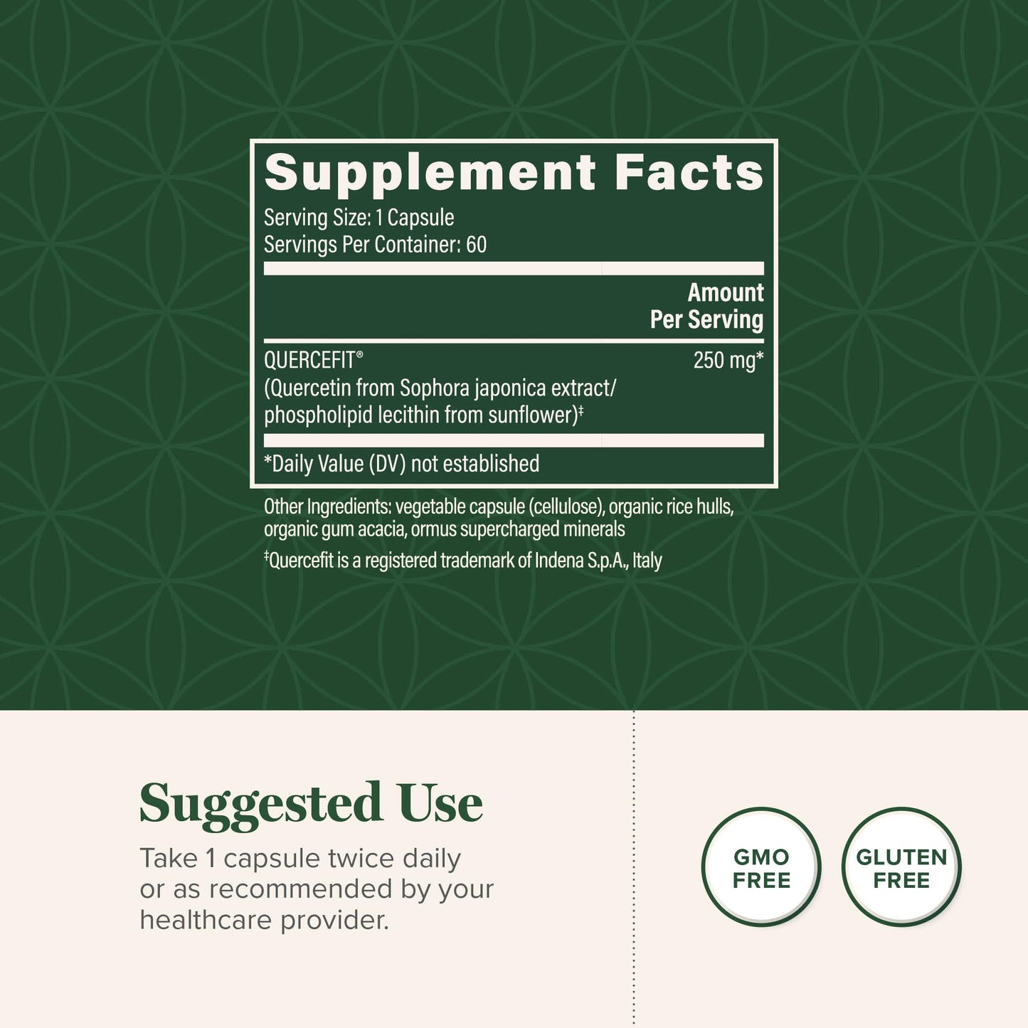 Global Healing Center Quercetin 250 mg Supplement with QuerceFIT – Immune Support, 60 Capsules