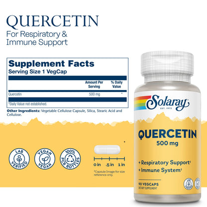 Quercetin 500mg Solaray 90 Caps Pack of 2 | Quercetin Supplement