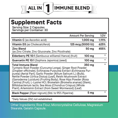 NEW AGE Quercetin Zinc Vitamin C Bromelain Elderberry — 180 Count Immune Support Formula