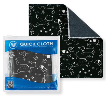 Quick Cloth Microfiber Glasses Cleaning Cloths - 8x8, Dogs | 1 Pack with Case