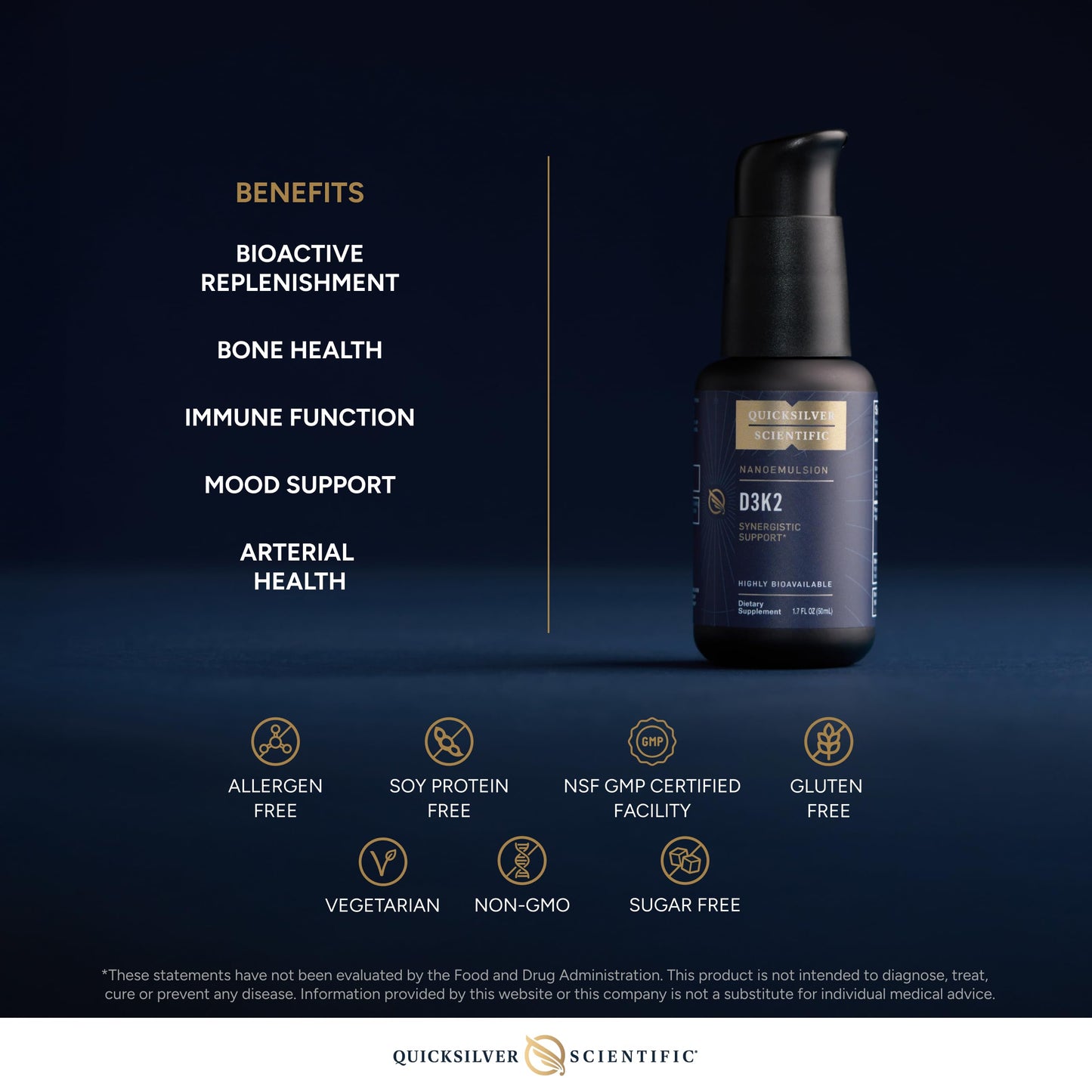 Quicksilver Scientific Nanoemulsified D3K2 — Liposomal Vitamin D3 + K2 MK7
