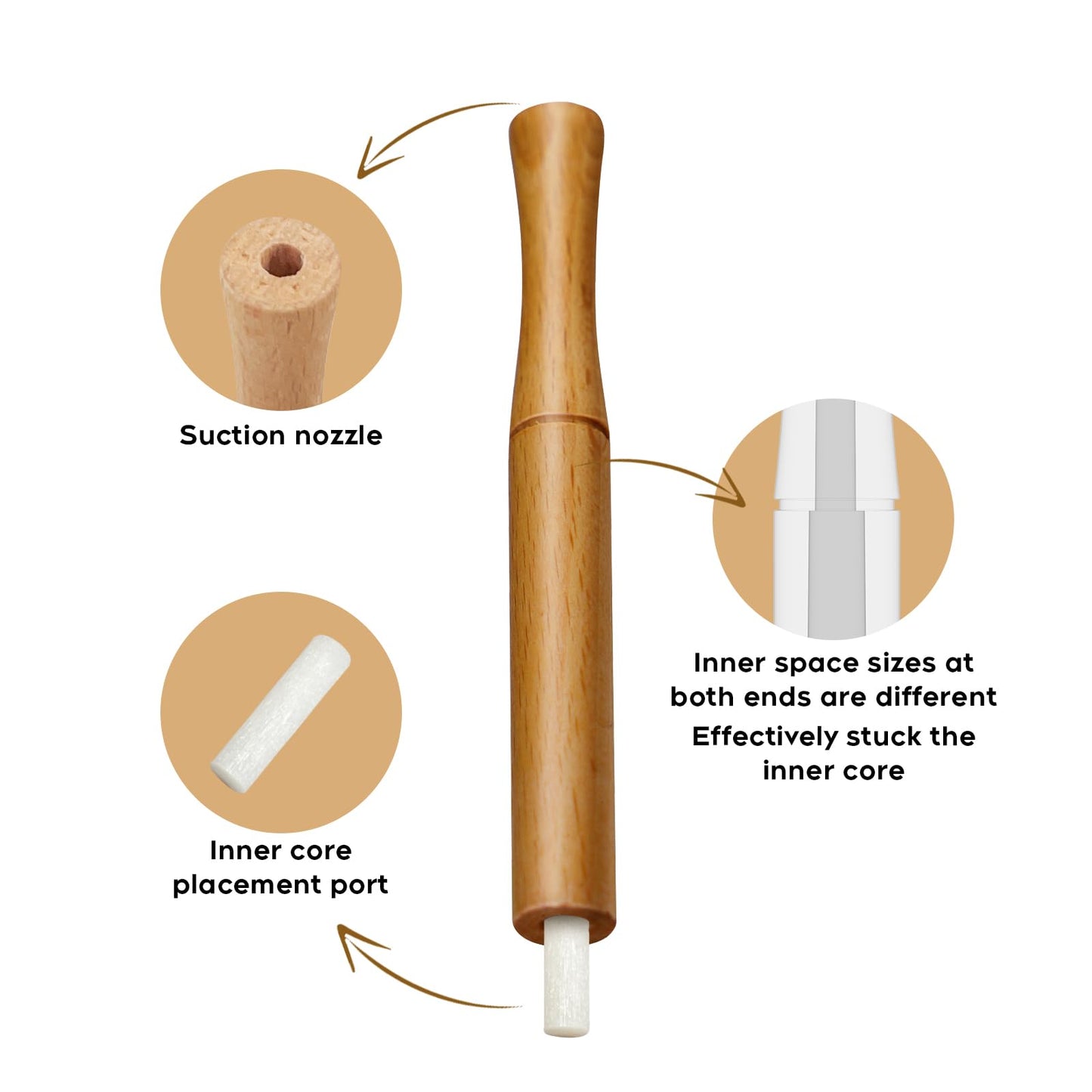 Quit Smoking with Elegance - Natural Woody Smokeless Inhalers (JY01)