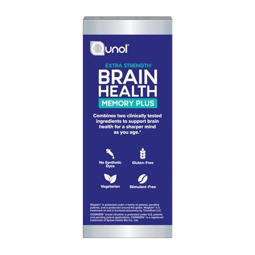 Qunol Brain Health Memory Plus | Magnesium L-Threonate & Cognizin Citicoline for Memory, Focus & Productivity (60 Count)