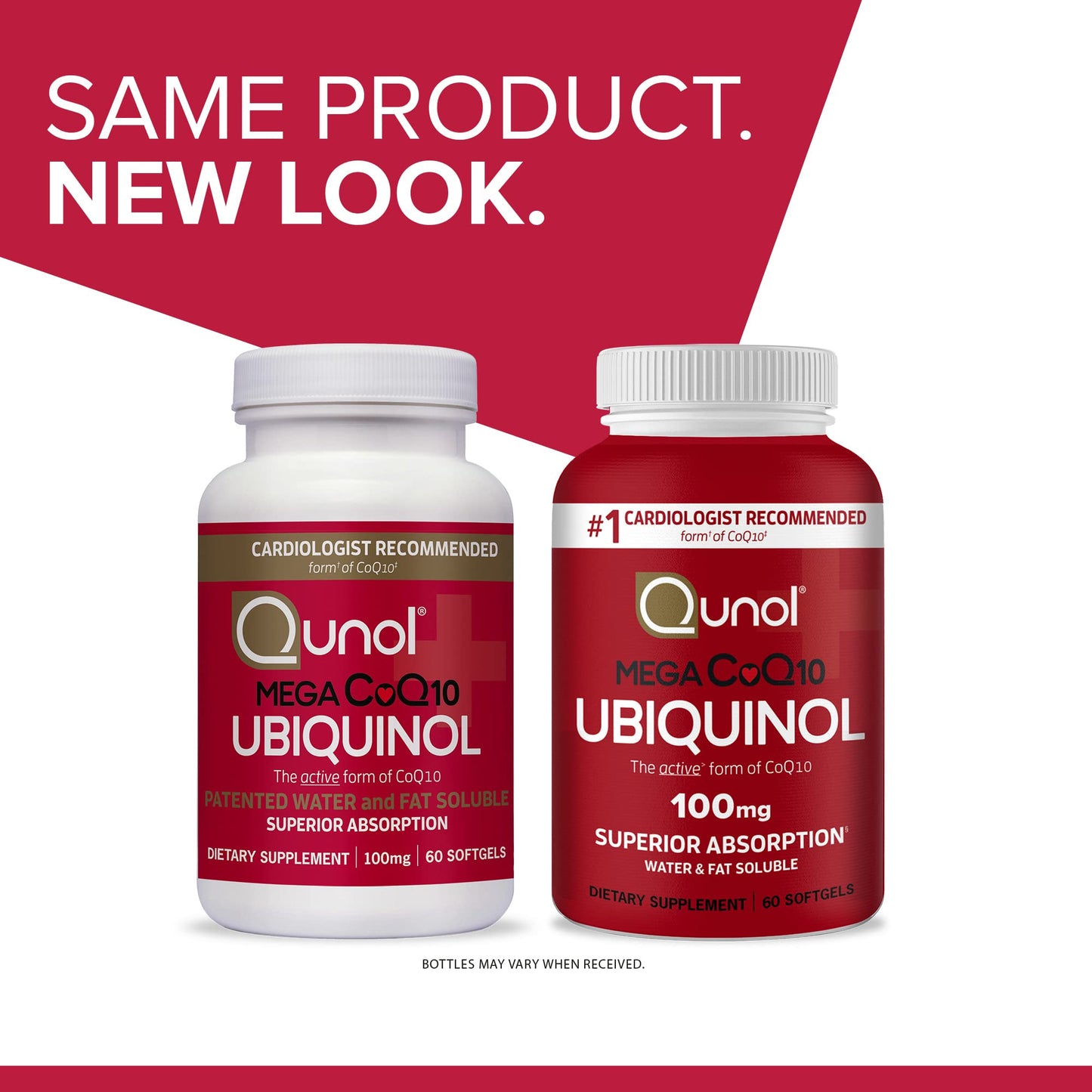 Qunol Mega Ubiquinol CoQ10 100mg – Superior Absorption, Water & Fat-Soluble CoQ10 | 60 Softgels (Pack of 2)