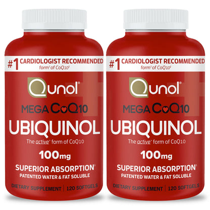 Qunol Mega Ubiquinol CoQ10 100mg – Superior Absorption, 240 Softgels (Pack of 2)