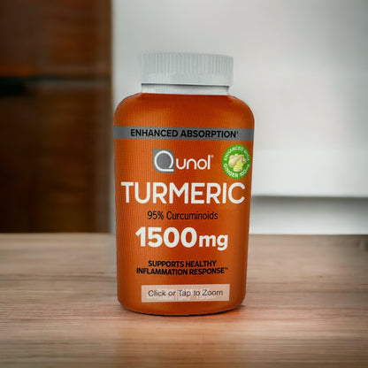 Qunol Turmeric Curcumin 1500mg with Black Pepper & Ginger – 180 Veg Capsules