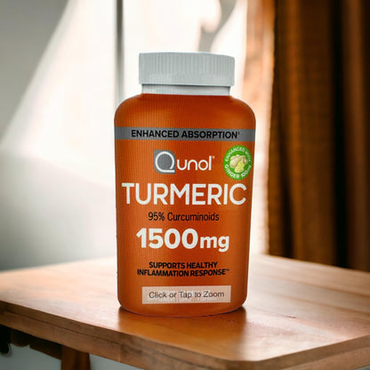 Qunol Turmeric Curcumin 1500mg with Black Pepper & Ginger – 180 Veg Capsules