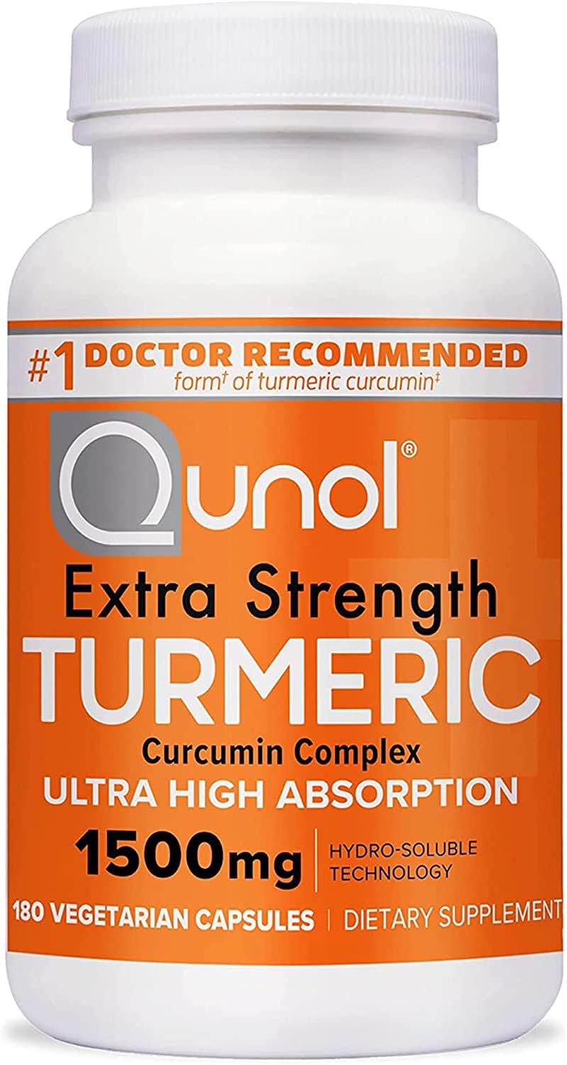 Qunol Turmeric Curcumin 1500mg | Ultra High Absorption | Joint Support | 180 Count (2-Month Supply)