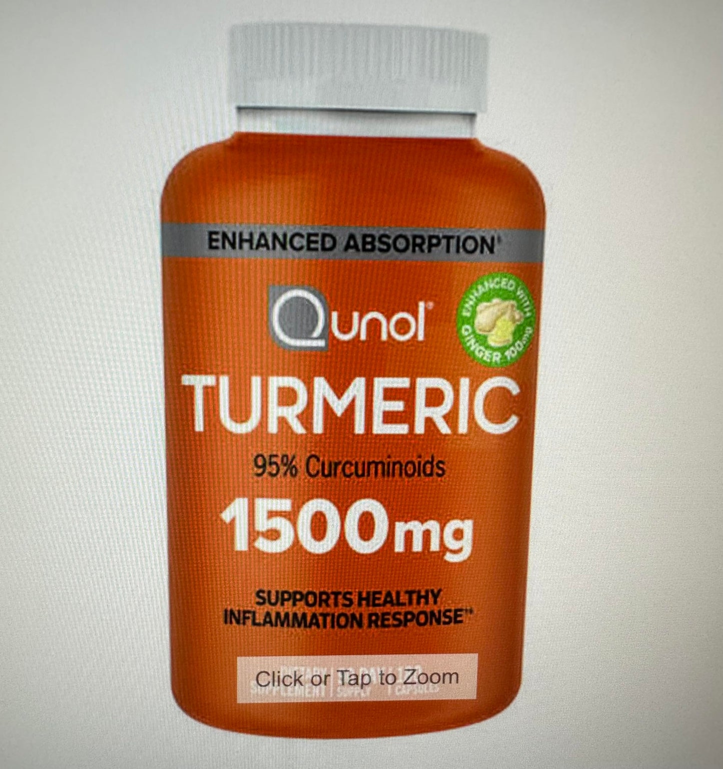 Qunol Turmeric Curcumin 1500mg with Black Pepper & Ginger – 180 Veg Capsules