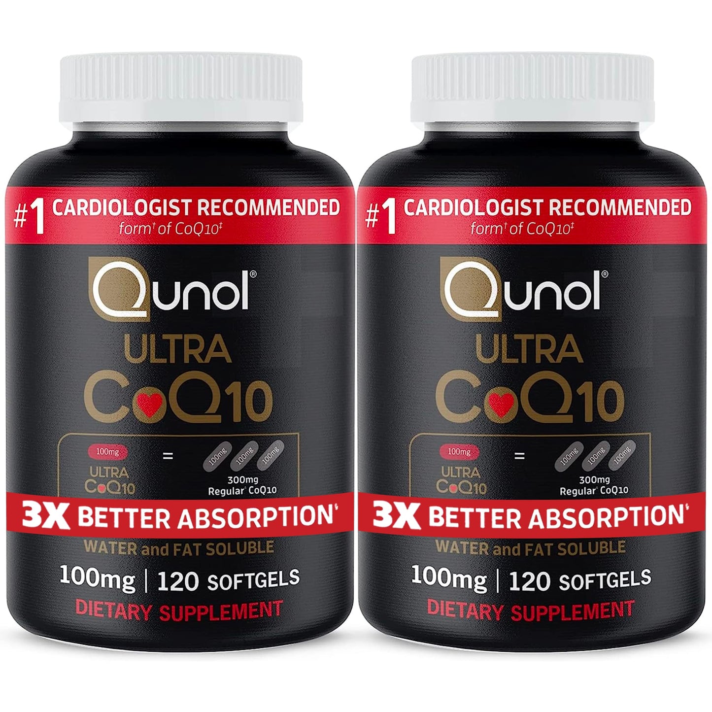 Qunol Ultra CoQ10 100mg | 3x Better Absorption | Water & Fat-Soluble CoQ10 | 240 Softgels