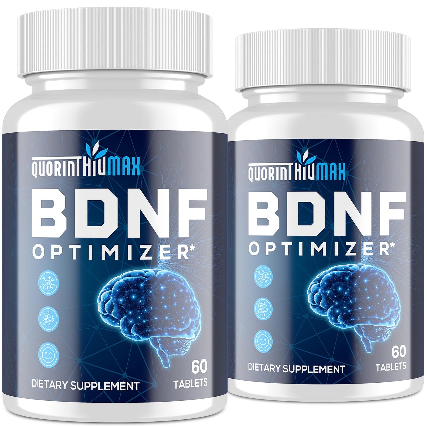 Quorinthiumax Nootropic Brain Supplement – BDNF Optimizer for Focus, Memory & Mood | Organic Lion's Mane, L-Theanine, Ginkgo Biloba & Alpha GPC – 60 Tablets (2 Bottles)