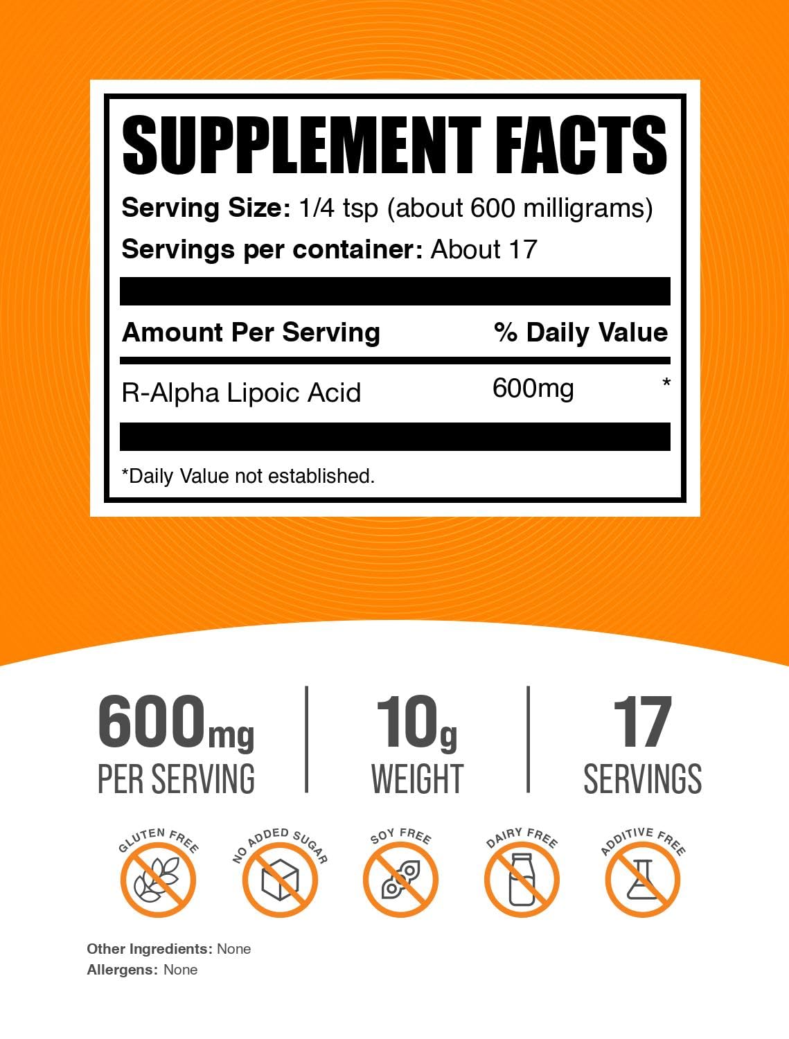 R-Alpha Lipoic Acid Powder 200mg (R-ALA) – Gluten Free | BulkSupplements.com