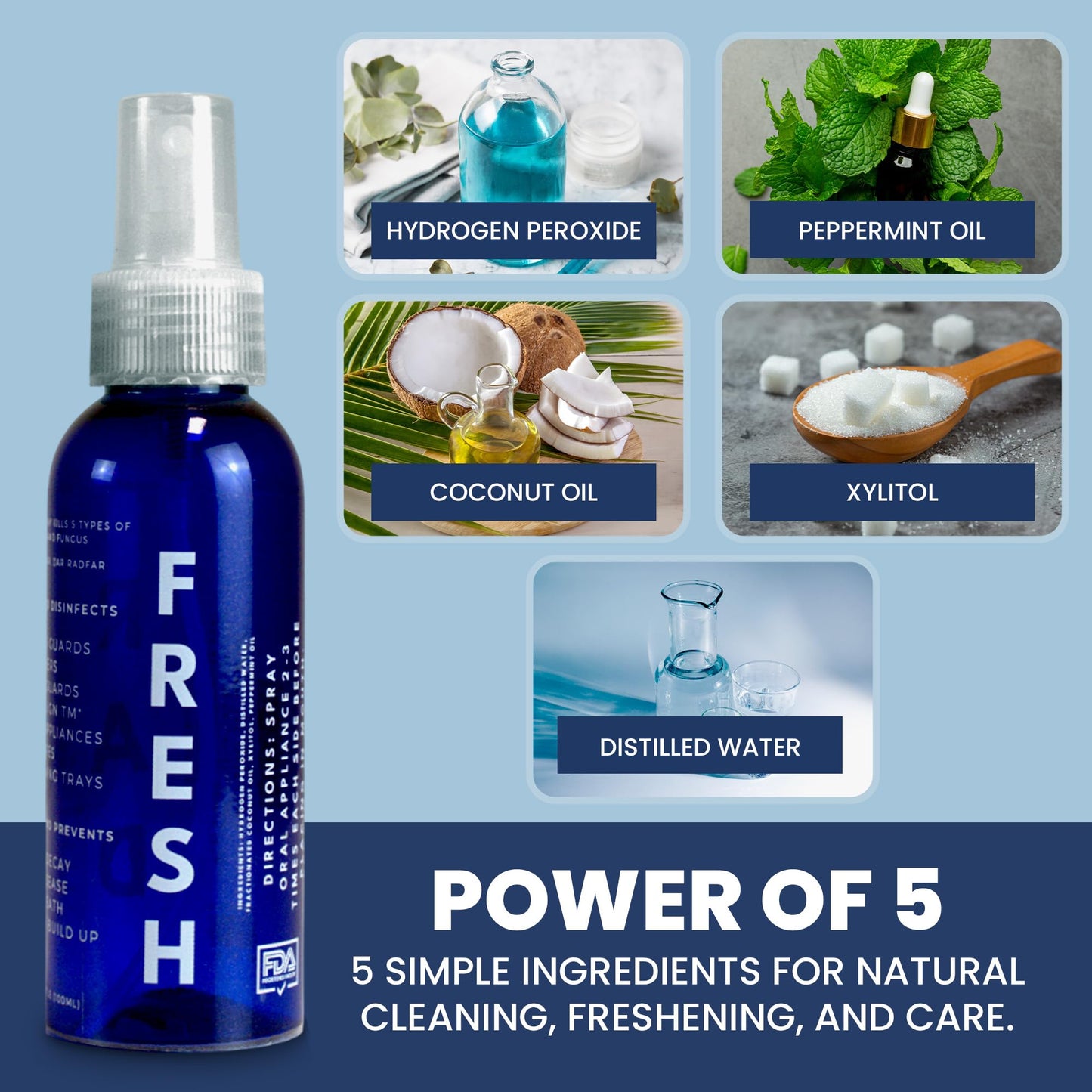 RAD FRESH Natural Mouth Guard Cleaner – 3.4 oz No-Rinse Formula for Aligners & Dentures