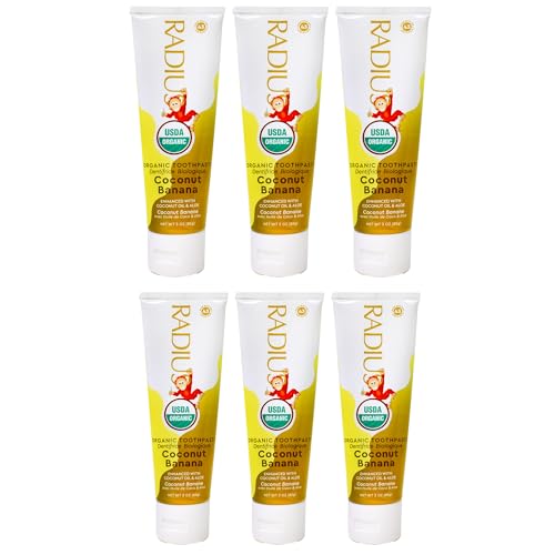 RADIUS USDA Organic Kids Toothpaste Coconut Banana 3oz – 6 Pack