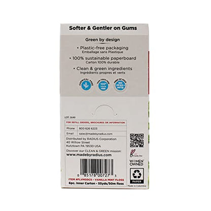 RADIUS Vanilla Mint Dental Floss – 55 Yards, 6-Pack | Vegan & Non-Toxic Oral Care