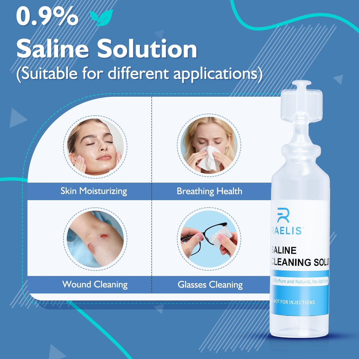 RAELIS Saline Solution 300ml (60 x 5ml) – Multipurpose Household Use