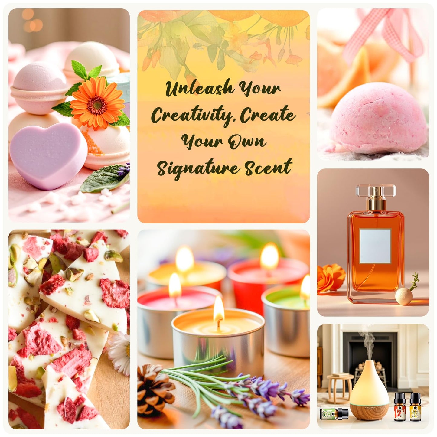 RAINBOW ABBY Floral Essential Oils Set - 10 Floral Scents, 5ml Bottles for Candle & Soap Making