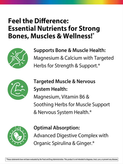 Rainbow Light Magnesium Calcium + Food Based Tablets – 180 Tablets | Magnesium 2:1 with Vitamin D & Spirulina