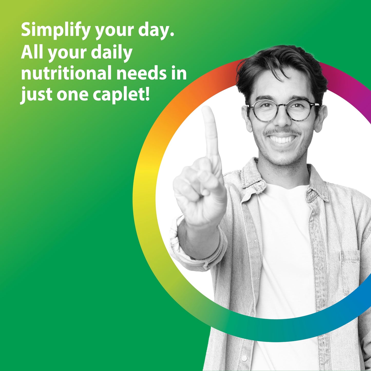 Rainbow Light Men's Multivitamin One+ 30 Caplets – Real Food Nutrients, Enzymes & Probiotics
