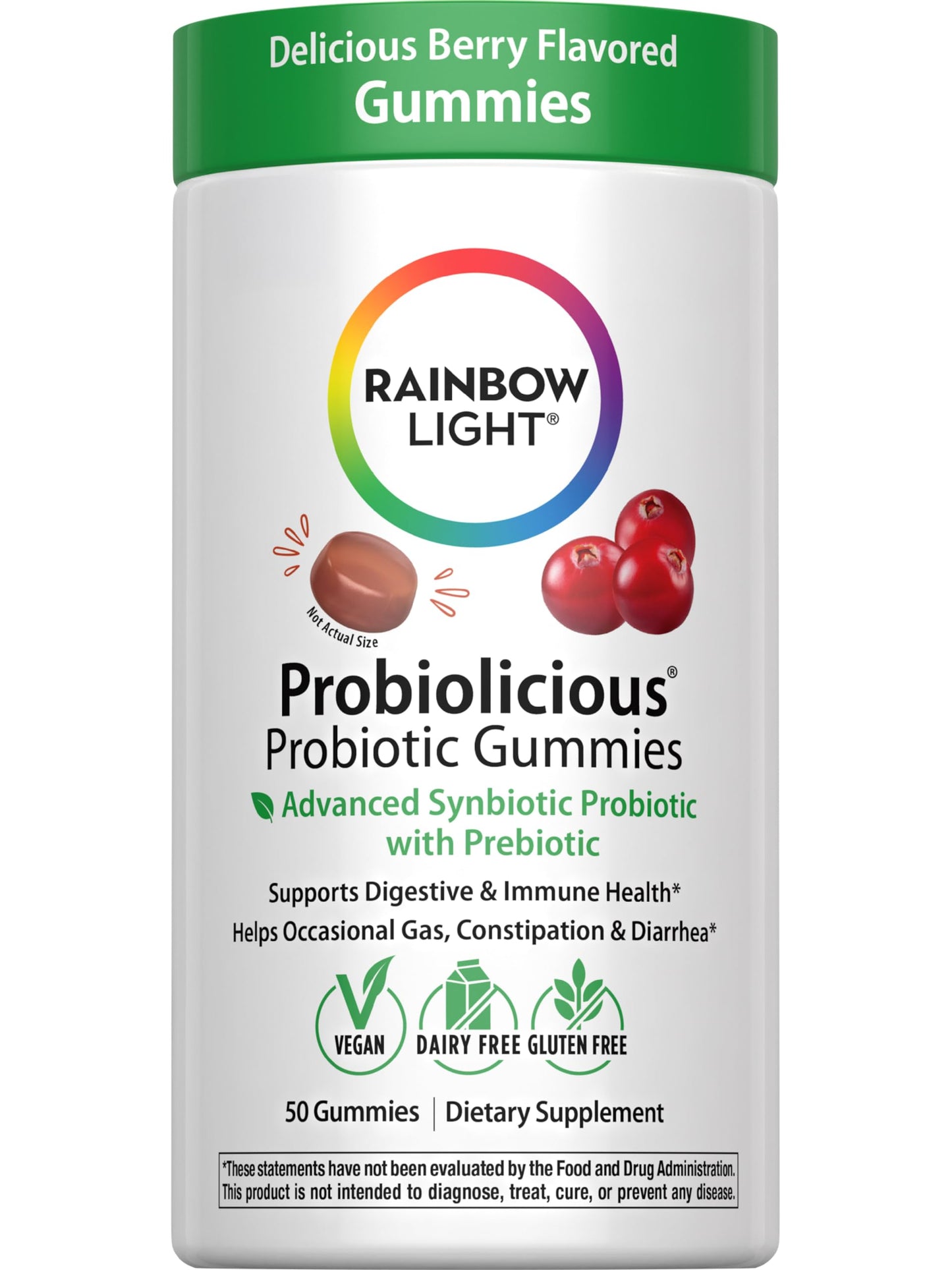 Rainbow Light Probiolicious Gummies — Probiotic & Prebiotic Supplement (50 Count)