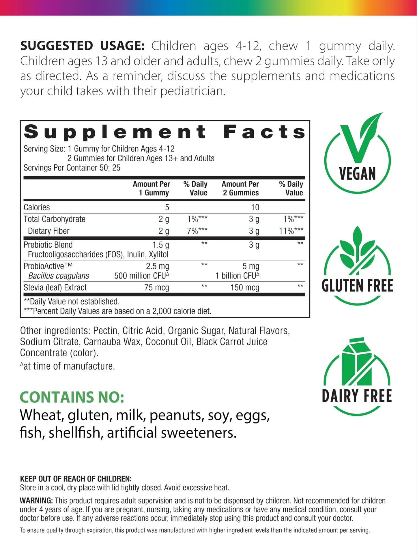 Rainbow Light Probiolicious Gummies — Probiotic & Prebiotic Supplement (50 Count)