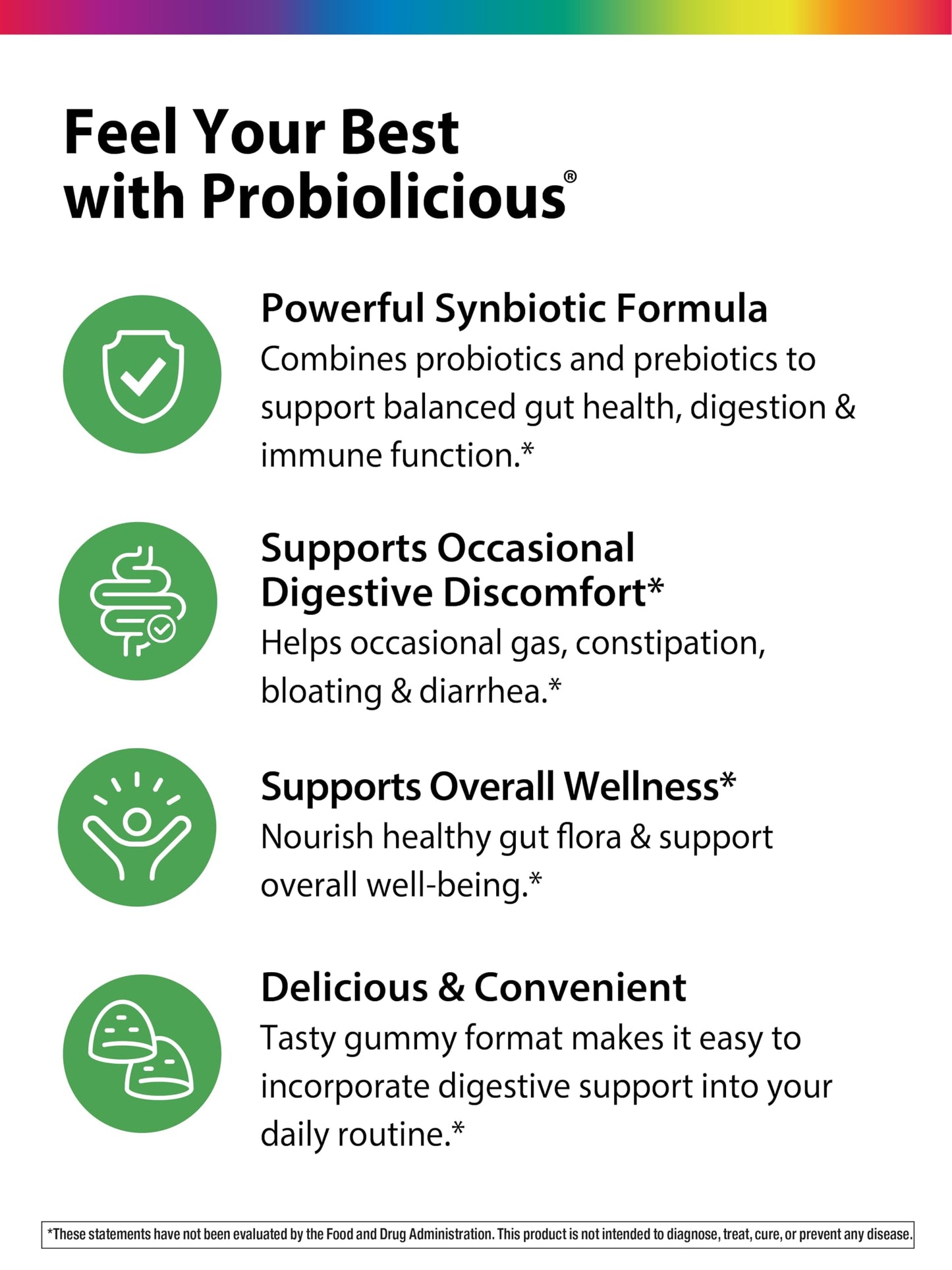 Rainbow Light Probiolicious Gummies — Probiotic & Prebiotic Supplement (50 Count)