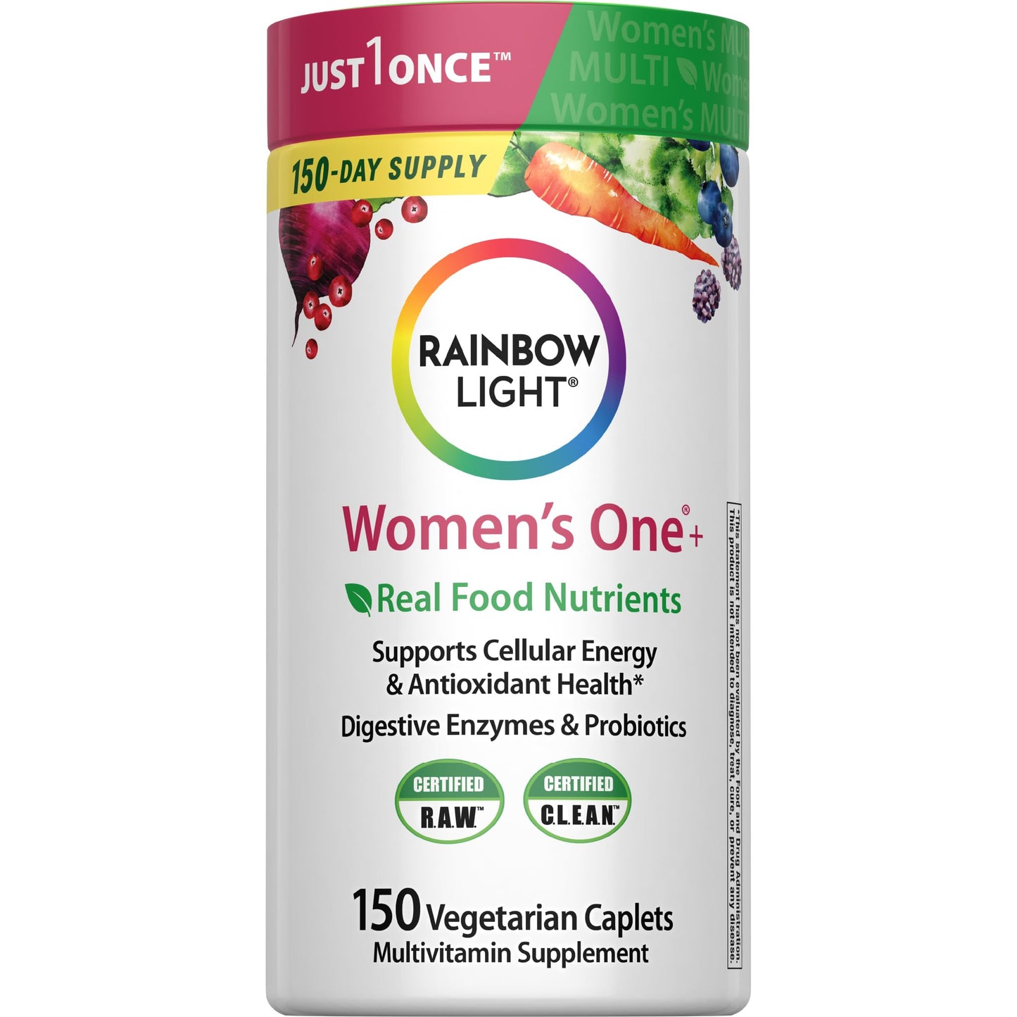 Rainbow Light Women's One Multivitamin – 150 Caplets | Energy & Immune Support