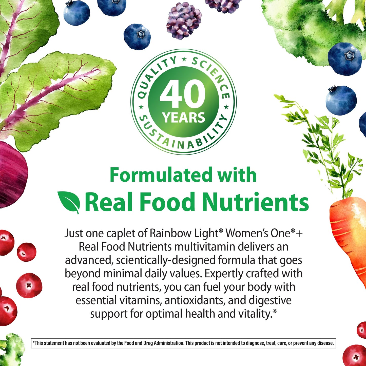 Rainbow Light Women's One Multivitamin – 150 Caplets | Energy & Immune Support
