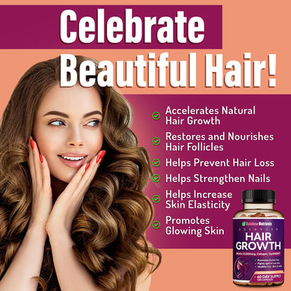 Rainbow Nutrients Hair Growth Vitamins for Women – 2 Pack with Biotin 10,000 mcg, Collagen, OptiMSM, Saw Palmetto