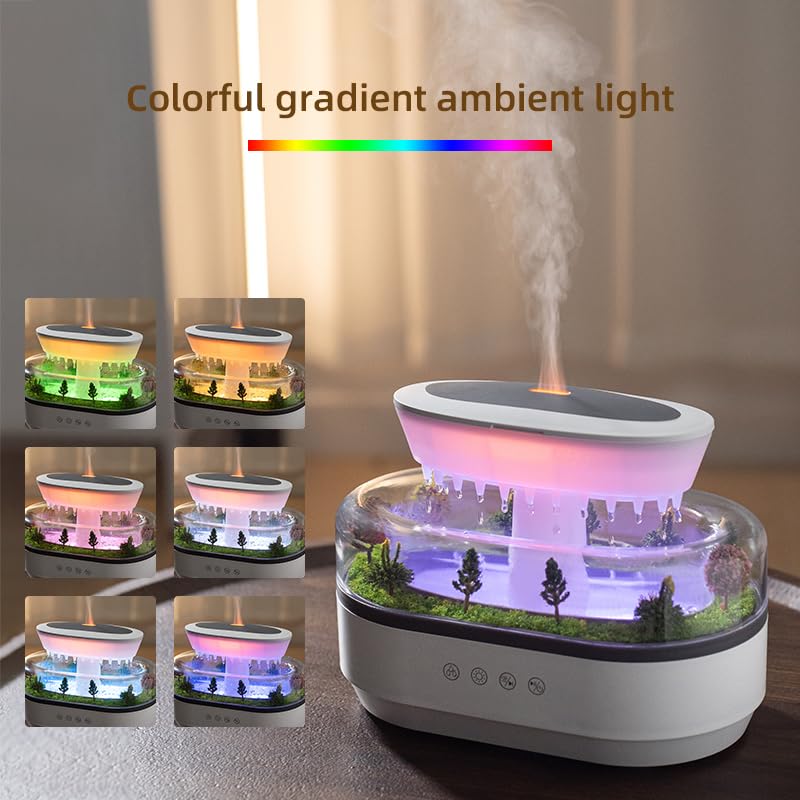 Raindrop Essential Oil Diffuser with White Noise – 7 LED Colors, 250ml